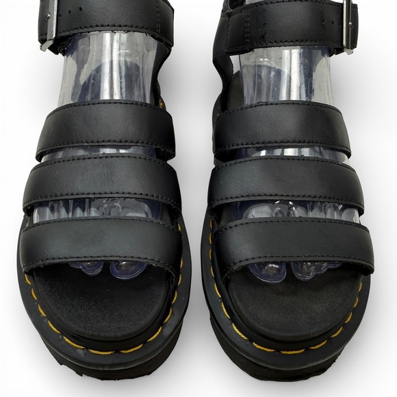 Dr. Martens Blaire Platform Strappy Sandals Womens 6 Black Hydro Leather AW004 - Picture 6 of 9